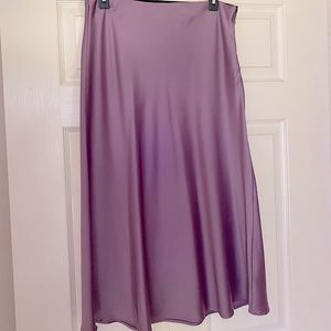 Purple satin midi skirt